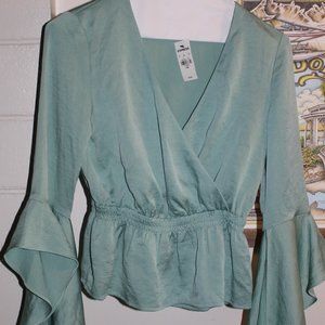 Jade Green Express Long Sleeve Top, Sz XXS